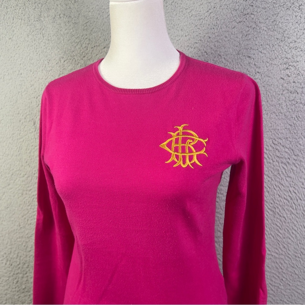 Ralph Lauren Sport Sweater Womens Small Pink Crest Embroidered Pullover Preppy - Picture 2 of 6